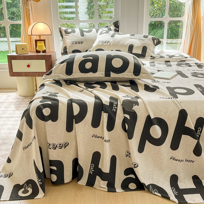 91家纺网 家纺一手货源 找家纺 眠博士 2025新款全棉混纺生态磨毛印花单床单 磨毛床单-兔先生