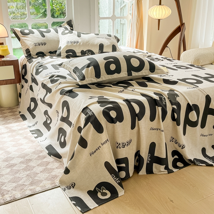 91家纺网 家纺一手货源 找家纺 眠博士 2025新款全棉混纺生态磨毛印花单床单 磨毛床单-兔先生