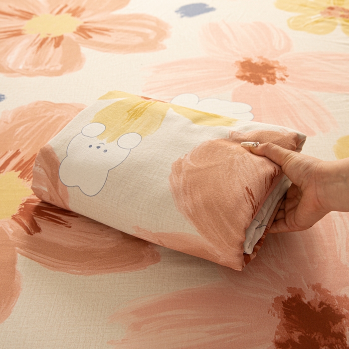 91家纺网 家纺一手货源 找家纺 眠博士 2025新款全棉混纺生态磨毛印花单床单 磨毛床单-油画花