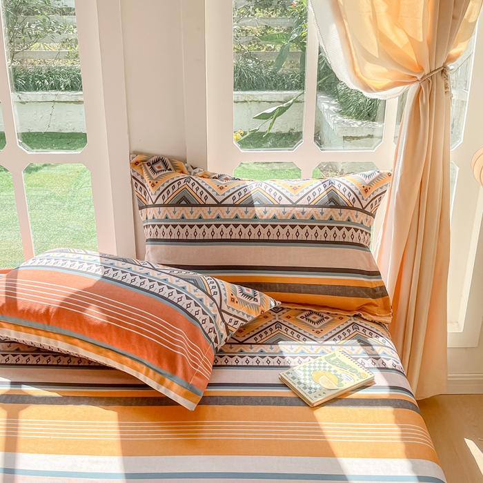 91家纺网 家纺一手货源 找家纺 眠博士 2025新款全棉混纺生态磨毛印花单枕套 磨毛枕套-波西米亚