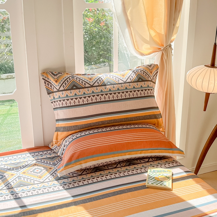 91家纺网 家纺一手货源 找家纺 眠博士 2025新款全棉混纺生态磨毛印花单枕套 磨毛枕套-波西米亚