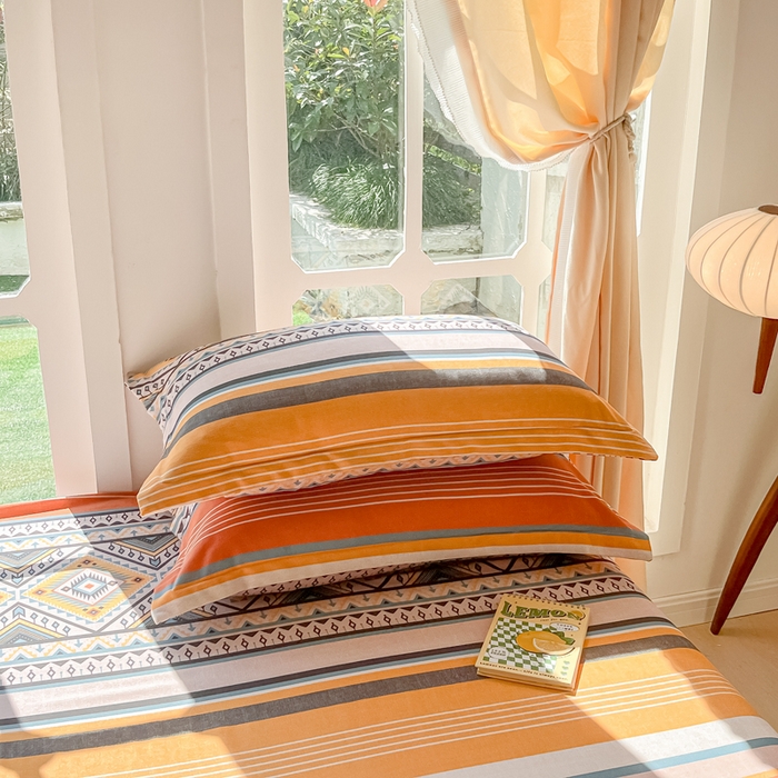 91家纺网 家纺一手货源 找家纺 眠博士 2025新款全棉混纺生态磨毛印花单枕套 磨毛枕套-波西米亚