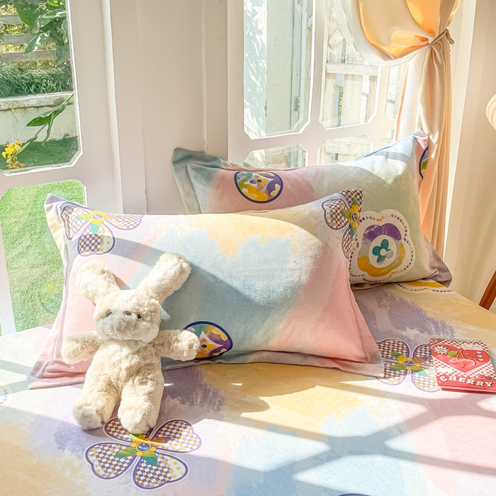 眠博士 2025新款全棉混纺生态磨毛印花单枕套 磨毛枕套-彩色梵克