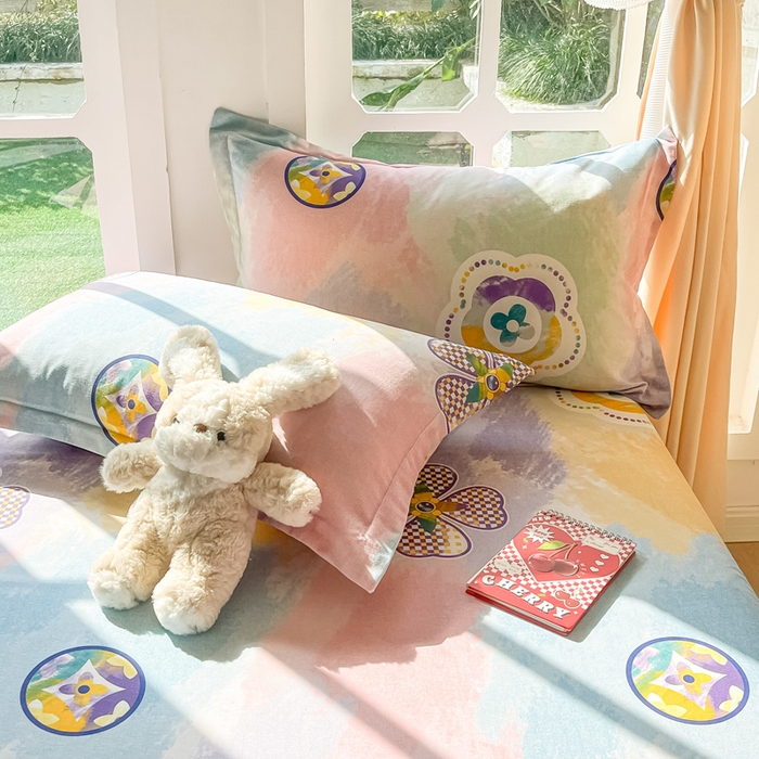 91家纺网 家纺一手货源 找家纺 眠博士 2025新款全棉混纺生态磨毛印花单枕套 磨毛枕套-彩色梵克