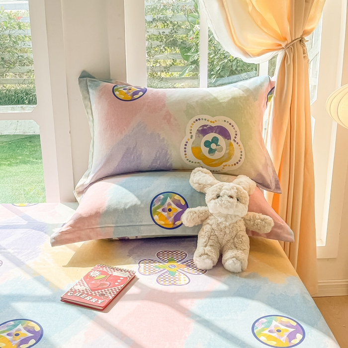 91家纺网 家纺一手货源 找家纺 眠博士 2025新款全棉混纺生态磨毛印花单枕套 磨毛枕套-彩色梵克