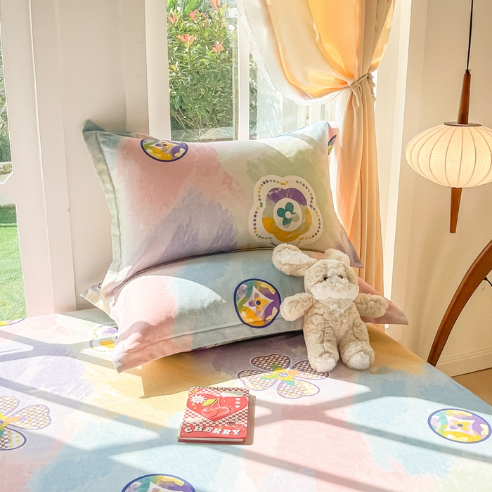 91家纺网 家纺一手货源 找家纺 眠博士 2025新款全棉混纺生态磨毛印花单枕套 磨毛枕套-彩色梵克