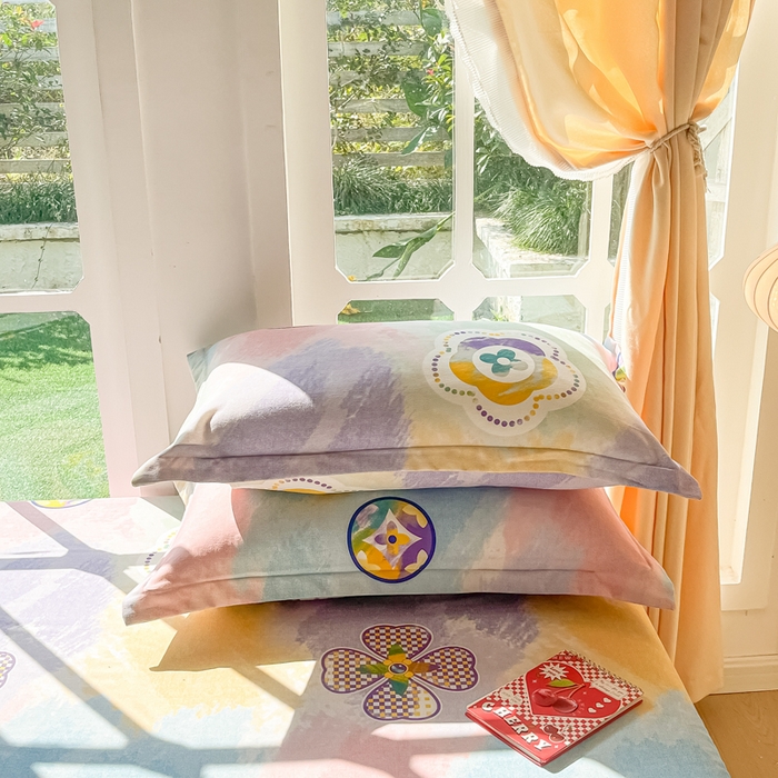 91家纺网 家纺一手货源 找家纺 眠博士 2025新款全棉混纺生态磨毛印花单枕套 磨毛枕套-彩色梵克