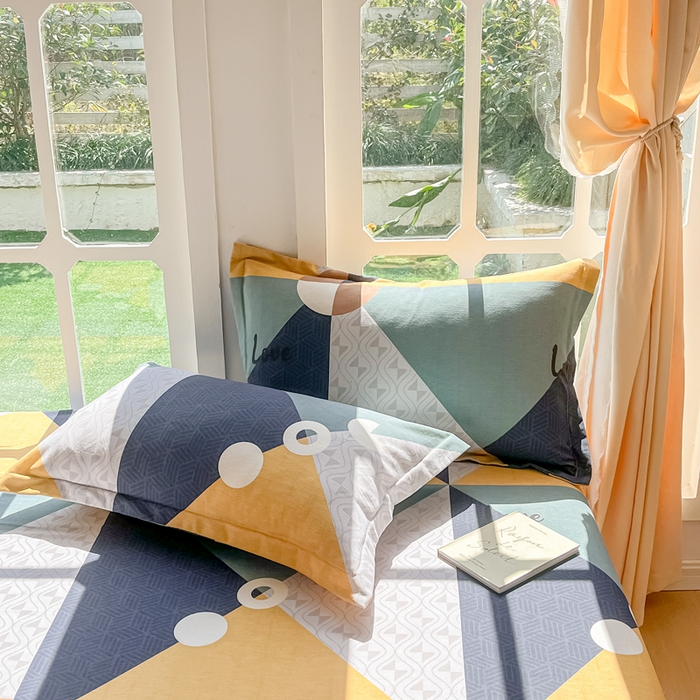 91家纺网 家纺一手货源 找家纺 眠博士 2025新款全棉混纺生态磨毛印花单枕套 磨毛枕套-菱形圆