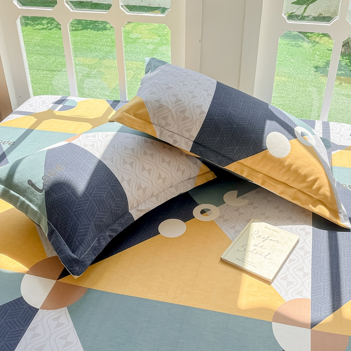 91家纺网 家纺一手货源 找家纺 眠博士 2025新款全棉混纺生态磨毛印花单枕套 磨毛枕套-菱形圆