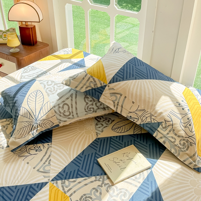 91家纺网 家纺一手货源 找家纺 眠博士 2025新款全棉混纺生态磨毛印花单枕套 磨毛枕套-绿叶秋风