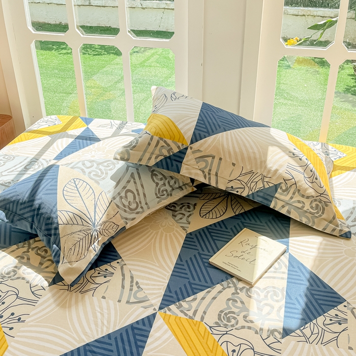 91家纺网 家纺一手货源 找家纺 眠博士 2025新款全棉混纺生态磨毛印花单枕套 磨毛枕套-绿叶秋风