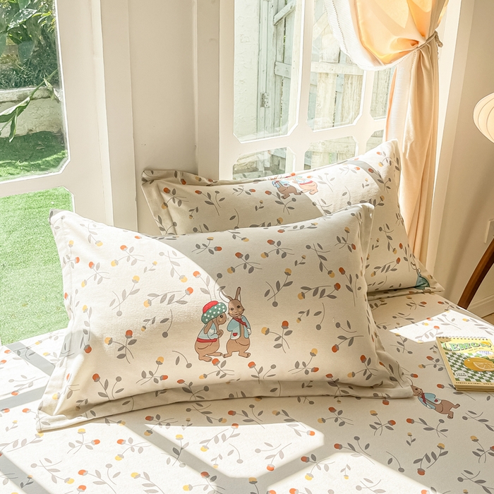 眠博士 2025新款全棉混纺生态磨毛印花单枕套 磨毛枕套-皮特兔