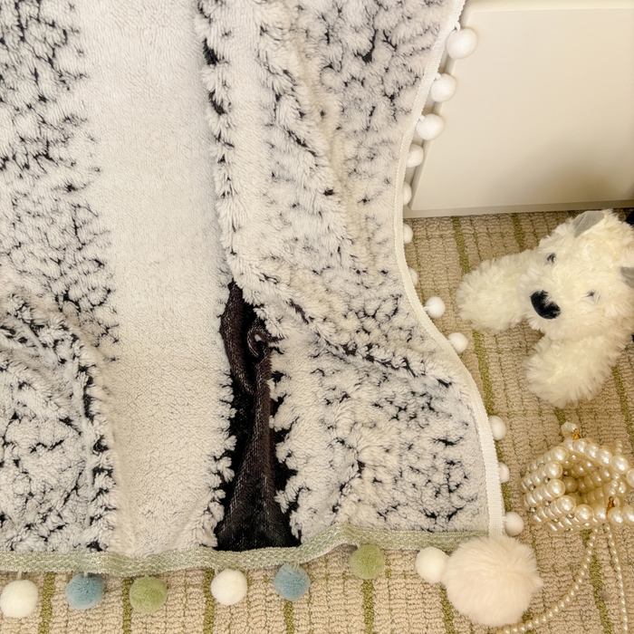 91家纺网 家纺一手货源 找家纺 潮邦创意家居 2025新款250G双色阳离子提花手工小球毯毛毯毯子暖球絮语 暖球絮语-耀黑