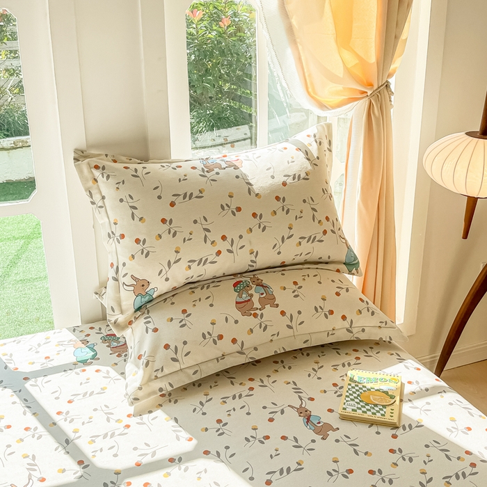 91家纺网 家纺一手货源 找家纺 眠博士 2025新款全棉混纺生态磨毛印花单枕套 磨毛枕套-皮特兔