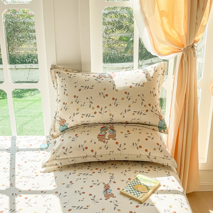 91家纺网 家纺一手货源 找家纺 眠博士 2025新款全棉混纺生态磨毛印花单枕套 磨毛枕套-皮特兔