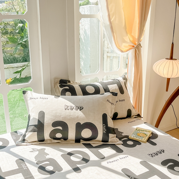 眠博士 2025新款全棉混纺生态磨毛印花单枕套 磨毛枕套-兔先生