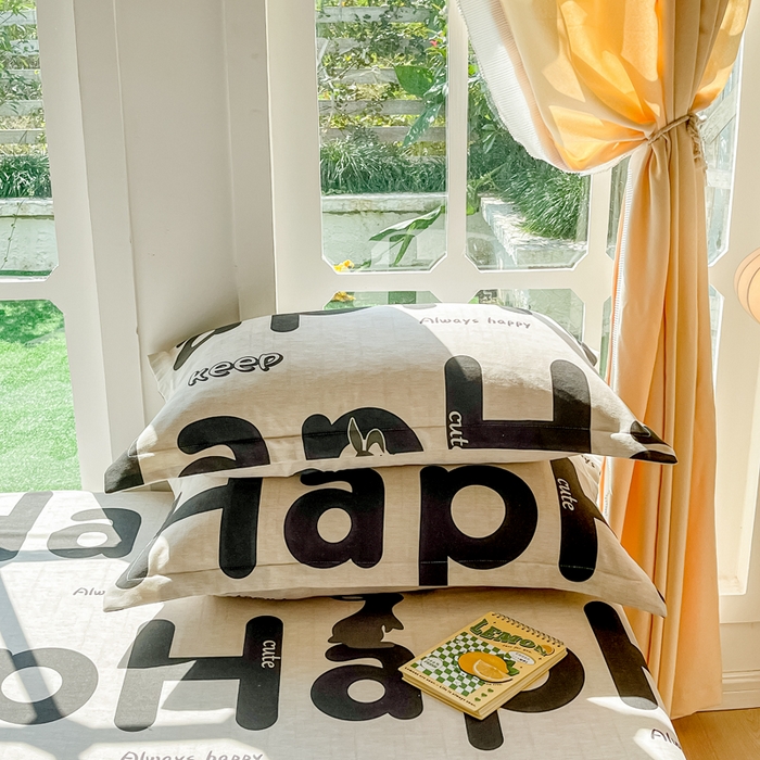 91家纺网 家纺一手货源 找家纺 眠博士 2025新款全棉混纺生态磨毛印花单枕套 磨毛枕套-兔先生