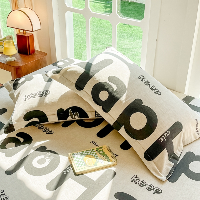 91家纺网 家纺一手货源 找家纺 眠博士 2025新款全棉混纺生态磨毛印花单枕套 磨毛枕套-兔先生