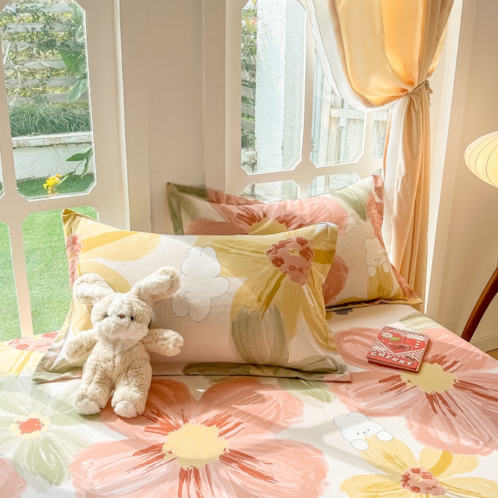 眠博士 2025新款全棉混纺生态磨毛印花单枕套 磨毛枕套-油画花