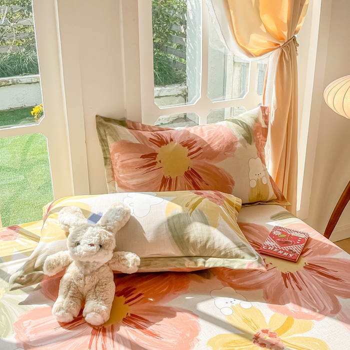 91家纺网 家纺一手货源 找家纺 眠博士 2025新款全棉混纺生态磨毛印花单枕套 磨毛枕套-油画花