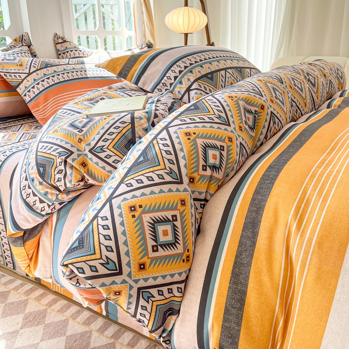 眠博士 2025新款全棉混纺生态磨毛印花四件套 磨毛四件套-波西米亚