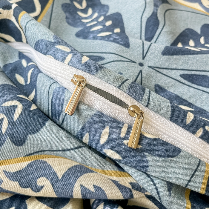 91家纺网 家纺一手货源 找家纺 眠博士 2025新款全棉混纺生态磨毛印花四件套 磨毛四件套-浪漫蓝布