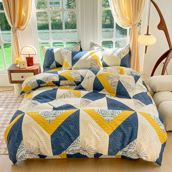 91家纺网 家纺一手货源 找家纺 眠博士 2025新款全棉混纺生态磨毛印花四件套 磨毛四件套-绿叶秋风