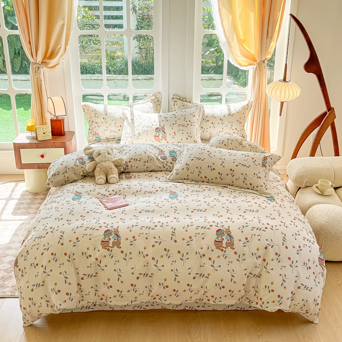 91家纺网 家纺一手货源 找家纺 眠博士 2025新款全棉混纺生态磨毛印花四件套 磨毛四件套-皮特兔