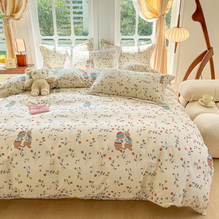 91家纺网 家纺一手货源 找家纺 眠博士 2025新款全棉混纺生态磨毛印花四件套 磨毛四件套-皮特兔