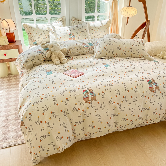 91家纺网 家纺一手货源 找家纺 眠博士 2025新款全棉混纺生态磨毛印花四件套 磨毛四件套-皮特兔