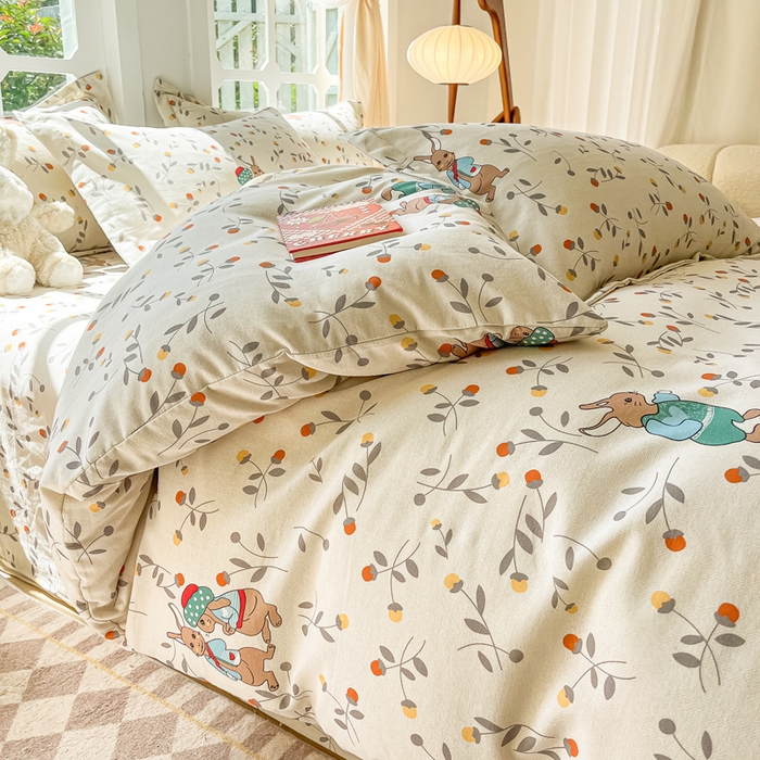 91家纺网 家纺一手货源 找家纺 眠博士 2025新款全棉混纺生态磨毛印花四件套 磨毛四件套-皮特兔