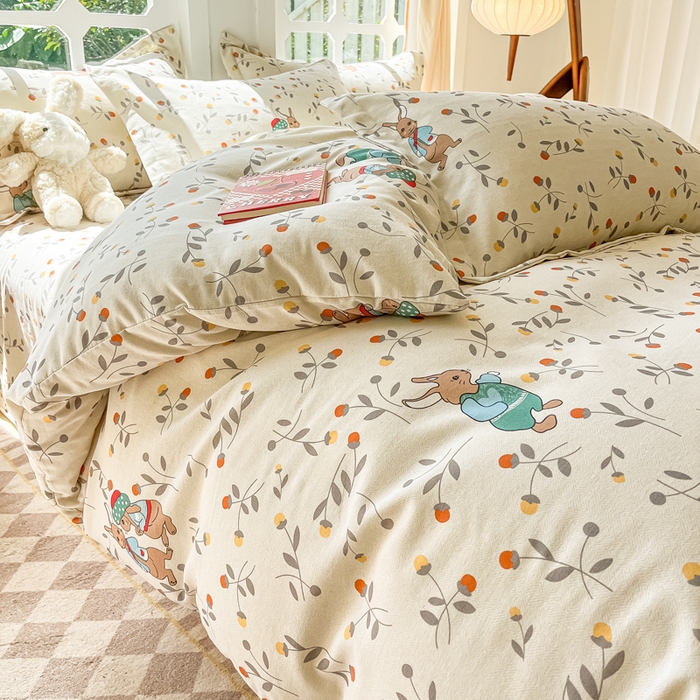 91家纺网 家纺一手货源 找家纺 眠博士 2025新款全棉混纺生态磨毛印花四件套 磨毛四件套-皮特兔