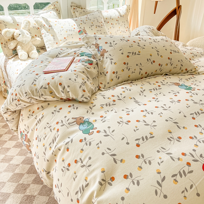 91家纺网 家纺一手货源 找家纺 眠博士 2025新款全棉混纺生态磨毛印花四件套 磨毛四件套-皮特兔