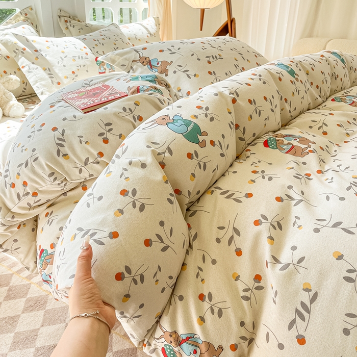 91家纺网 家纺一手货源 找家纺 眠博士 2025新款全棉混纺生态磨毛印花四件套 磨毛四件套-皮特兔