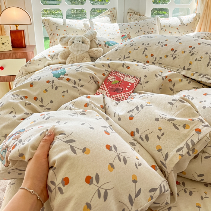 91家纺网 家纺一手货源 找家纺 眠博士 2025新款全棉混纺生态磨毛印花四件套 磨毛四件套-皮特兔