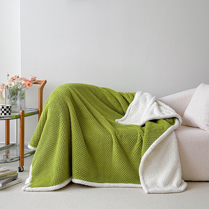 梵希良品家纺 2025新款玫瑰绒毛毯珊瑚绒小毯子办公室午睡毯床上用盖毯沙发毯毯子 橄榄绿
