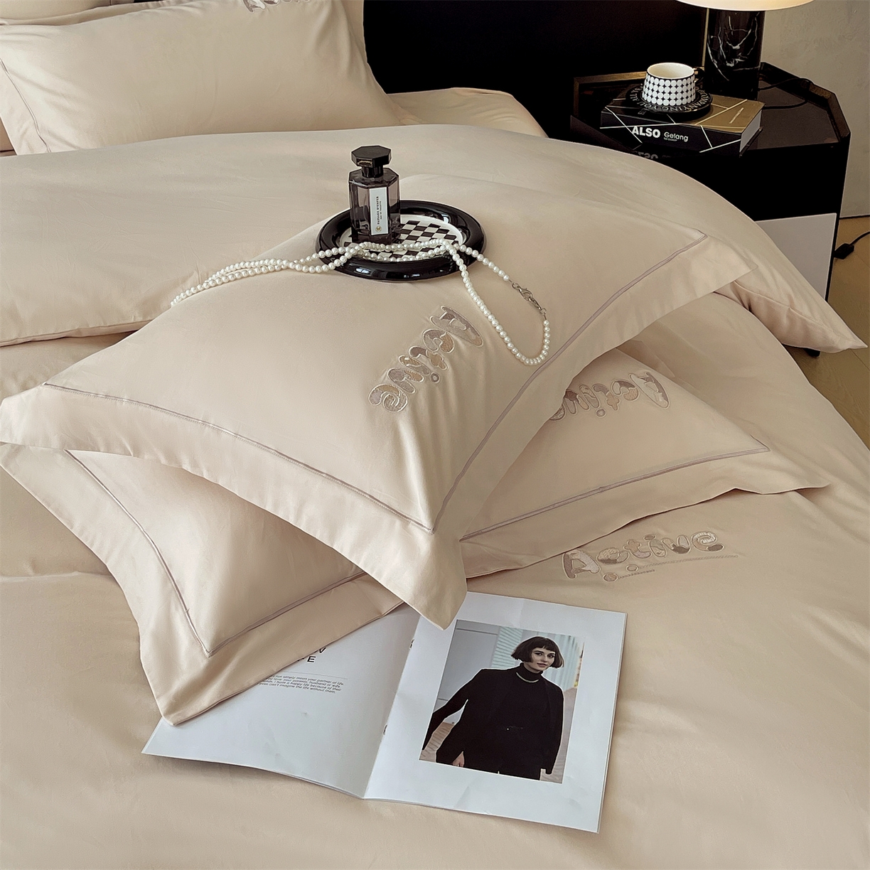 91家纺网 家纺一手货源 找家纺 鼎飞家纺 2025秋冬新款长绒棉纯棉磨毛绣花拼接四件套-以纯系列 以纯-米咖