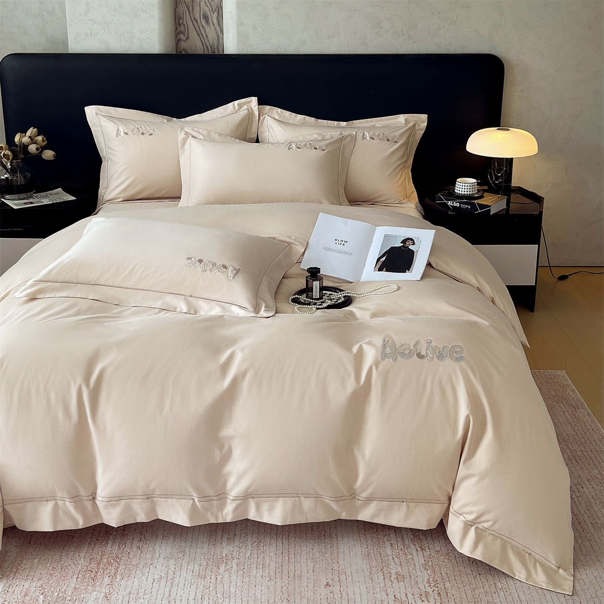 91家纺网 家纺一手货源 找家纺 鼎飞家纺 2025秋冬新款长绒棉纯棉磨毛绣花拼接四件套-以纯系列 以纯-米咖