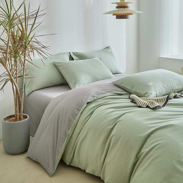 91家纺网 家纺一手货源 找家纺 （总）贝尔 2025新款双拼全棉纯色素色色织磨毛加厚四件套