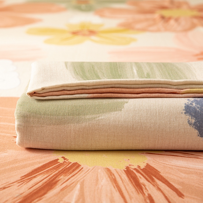 91家纺网 家纺一手货源 找家纺 眠博士 2025新款全棉混纺生态磨毛印花四件套 磨毛四件套-油画花