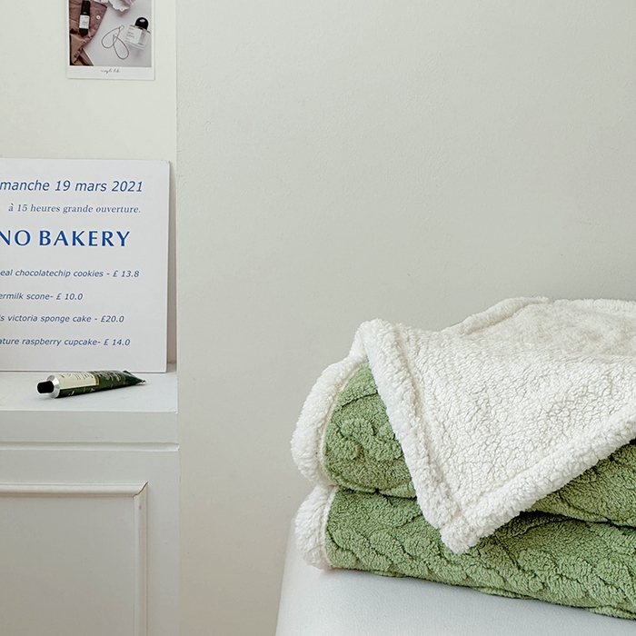 91家纺网 家纺一手货源 找家纺 梵希良品家纺 2025新款新款塔芙绒羊羔绒双层毯子加厚盖毯办公室午休沙发毯毯子 绿茶色