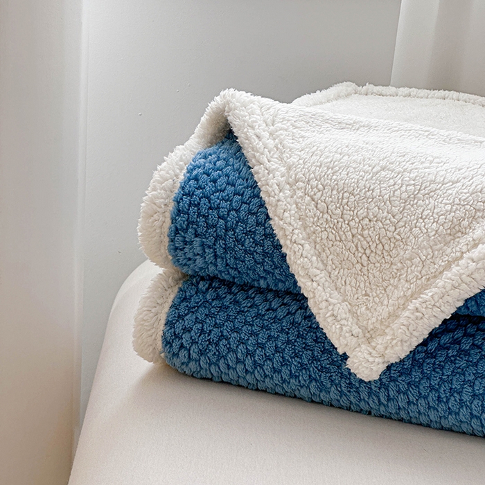 91家纺网 家纺一手货源 找家纺 梵希良品家纺 2025新款玫瑰绒毛毯珊瑚绒小毯子办公室午睡毯床上用盖毯沙发毯毯子 海峡蓝