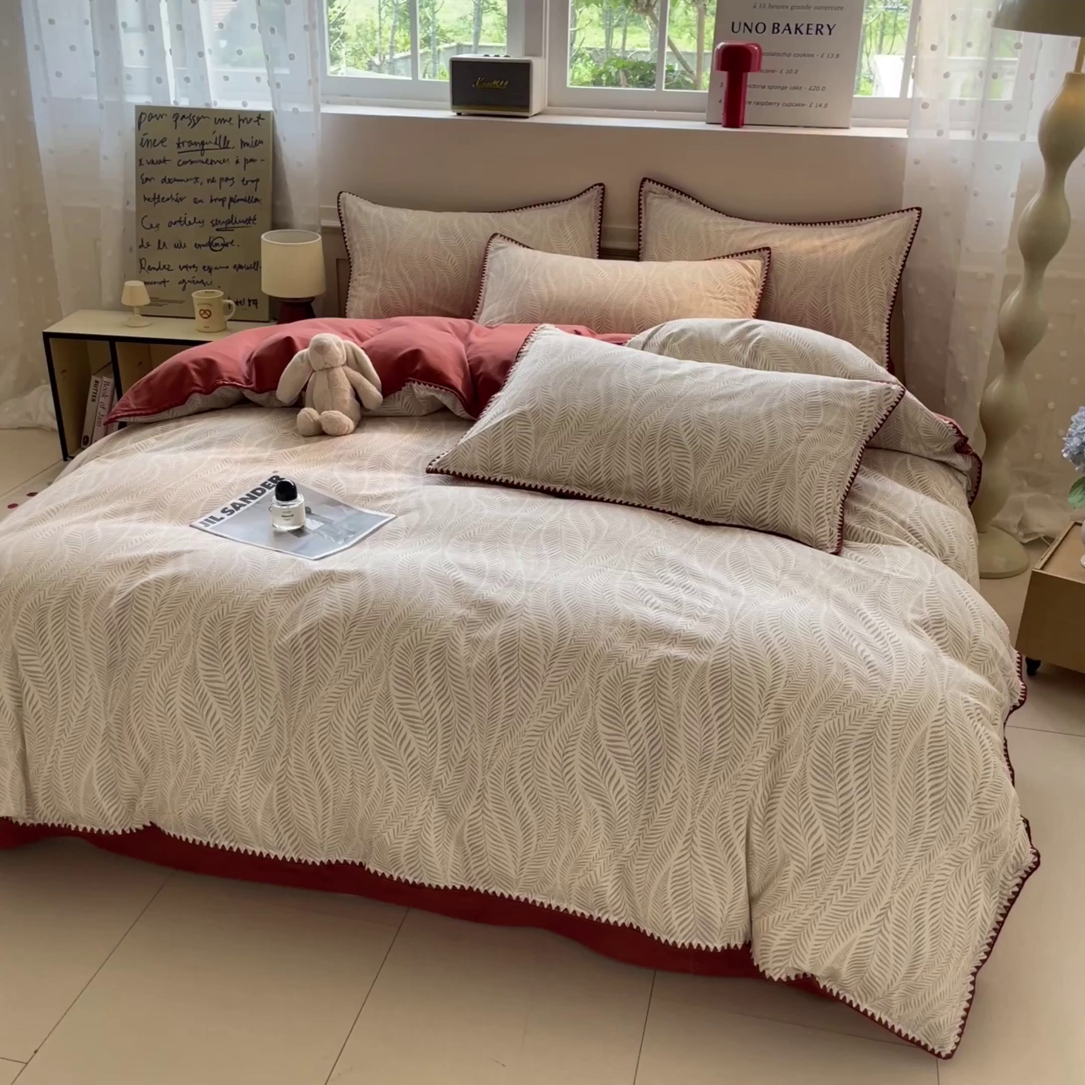 91家纺网 家纺一手货源 找家纺 如一 2025新款加厚全棉磨毛三角针四件套 原野-桔