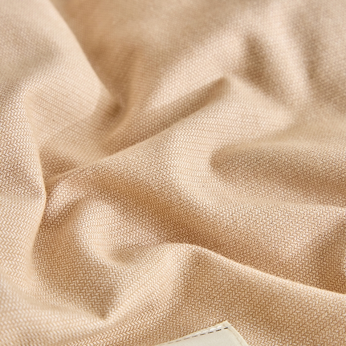 91家纺网 家纺一手货源 找家纺 贝尔 2025新款双拼全棉纯色素色色织磨毛加厚四件套 奶咖-燕麦