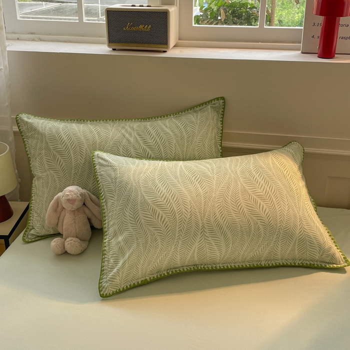 91家纺网 家纺一手货源 找家纺 如一 2025新款加厚全棉磨毛三角针四件套 原野-绿