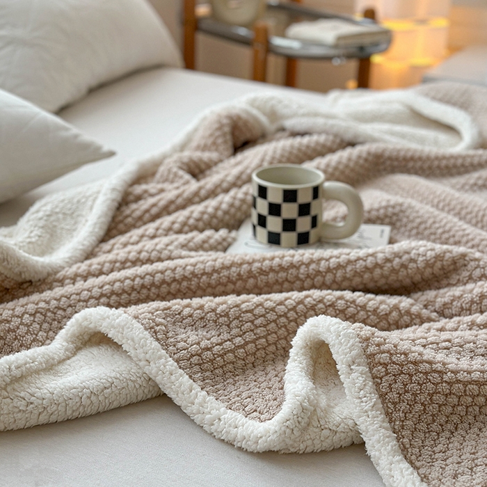 91家纺网 家纺一手货源 找家纺 梵希良品家纺 2025新款玫瑰绒毛毯珊瑚绒小毯子办公室午睡毯床上用盖毯沙发毯毯子 奶咖