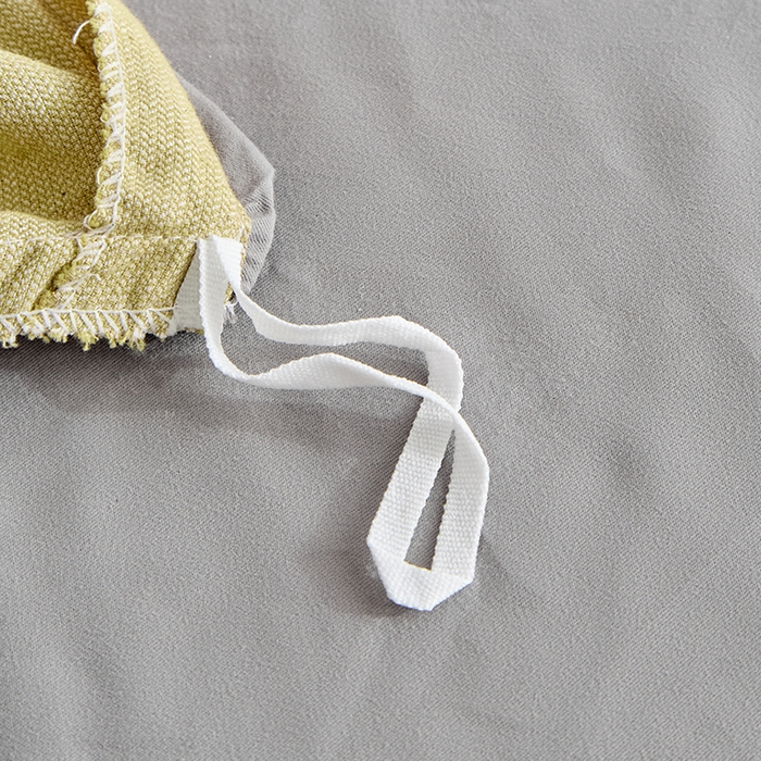 91家纺网 家纺一手货源 找家纺 贝尔 2025新款双拼全棉纯色素色色织磨毛加厚四件套 牛油果绿-山灰