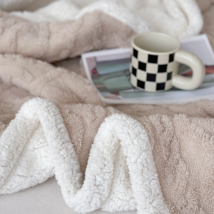 91家纺网 家纺一手货源 找家纺 梵希良品家纺 2025新款新款塔芙绒羊羔绒双层毯子加厚盖毯办公室午休沙发毯毯子 奶咖