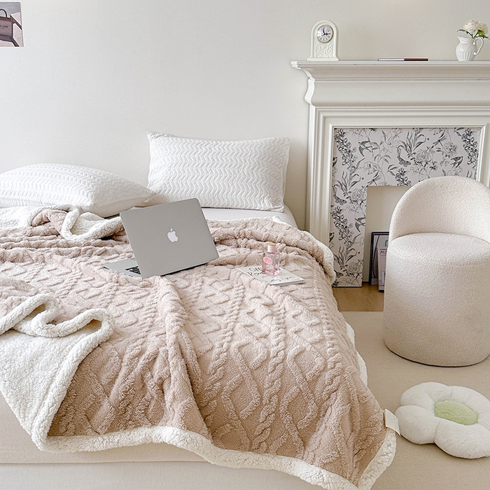 91家纺网 家纺一手货源 找家纺 梵希良品家纺 2025新款新款塔芙绒羊羔绒双层毯子加厚盖毯办公室午休沙发毯毯子 奶咖