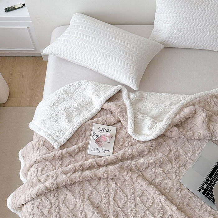 91家纺网 家纺一手货源 找家纺 梵希良品家纺 2025新款新款塔芙绒羊羔绒双层毯子加厚盖毯办公室午休沙发毯毯子 奶咖